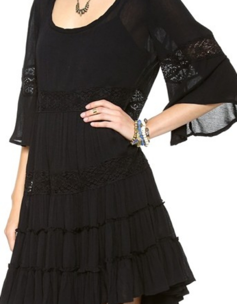 Free People Dream Cloud Black Dress Size Large